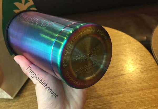 Starbucks Iridescent Purple Blue Cold Cup Stainless Steel Tumbler 16 oz