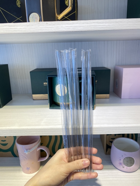Ống Hút Nhựa  Cứng Trong Cho Ly Stanley Starbucks