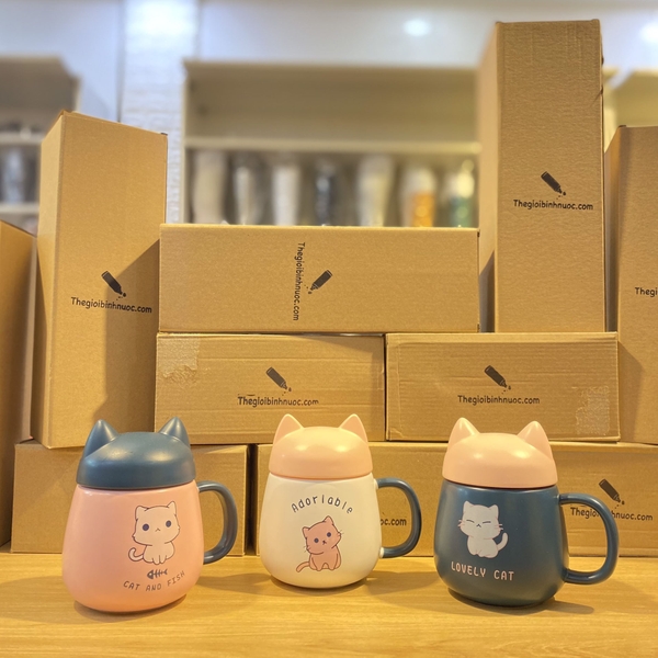 Ly Sứ Văn Phòng Kèm Nắp Dễ Thương