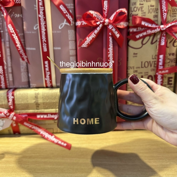 Ly Sứ Văn Phòng Nắp Gỗ Tặng Kèm Muỗng