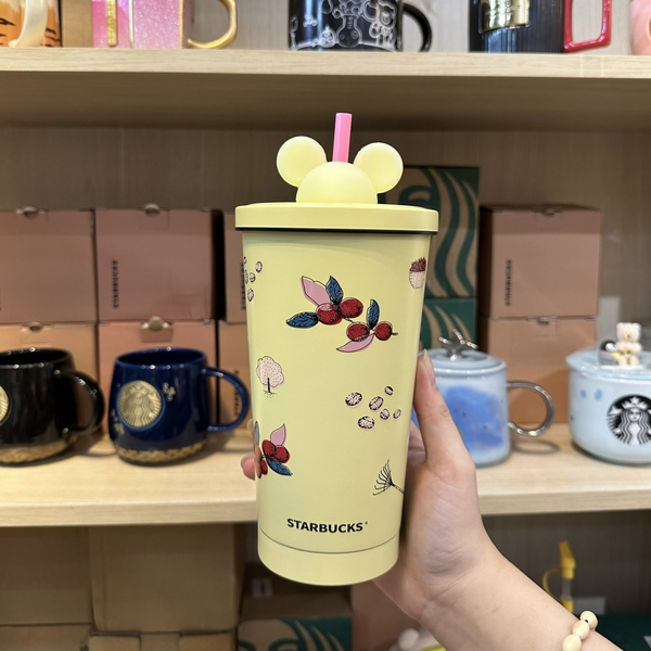 Ly Cold Cup Starbucks Kèm Ống Hút Gấu 500ML