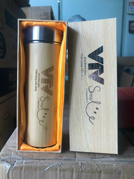 Sỉ In Logo Khắc Tên Bộ Hộp Quà Bình Giữ Nhiệt 500ML Kèm Bút Sổ BGN37