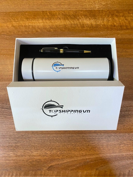 Sỉ In Logo Khắc Tên Bộ Hộp Quà Bình Giữ Nhiệt 500ML Kèm Bút Sổ BGN37