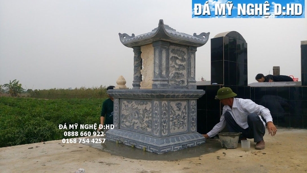 mặt sau mộ đá đẹp tại Thái Bình