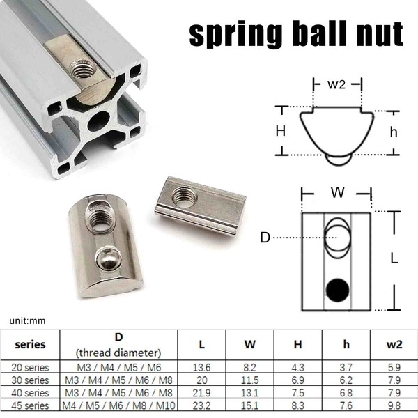 dimension spring ball nut