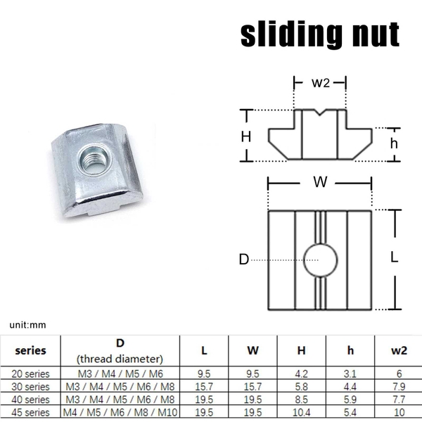 dimension sliding nut_ tán chữ T nhôm 4040