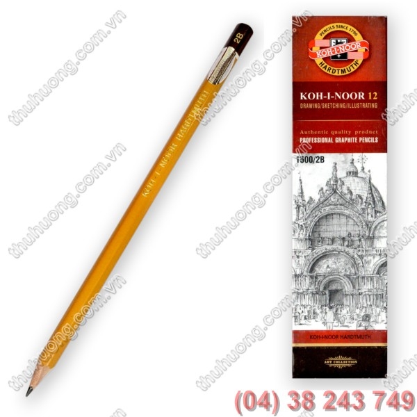 Bút chì 2B - Tiệp KOH-I-NOOR 1500 (Vàng, 6 cạnh, Hardtmuth)