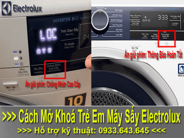 Tắt chế độ "LOC" trên máy sấy electrolux