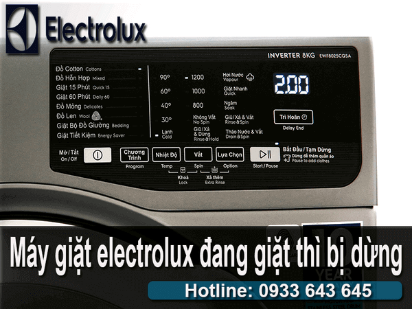 Máy giặt electrolux đang giặt thì bị dừng