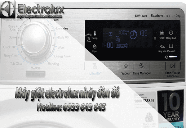 máy giặt electrolux báo lỗi nháy đèn đỏ