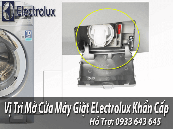 Vị trí mở cửa khẩn cấp trên máy giặt electrolux