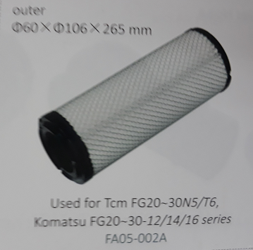 Lọc gió xe nâng TCM FG20~30N5/T6, Komatsu FG20~30-12/14/16 series, Mã SP: FA05-002A