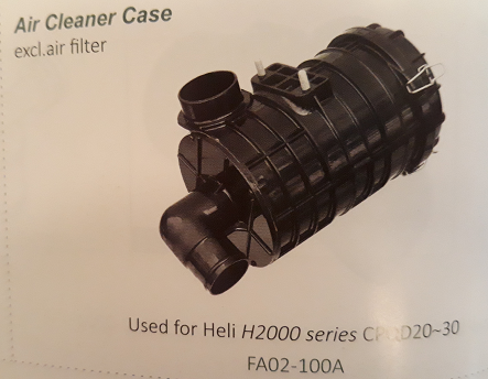 Bầu lọc gió xe nâng Heli H2000 series CPQD20~30, Mã SP: FA02-100A