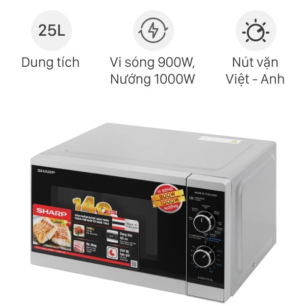 Lò Vi Sóng Có Nướng Sharp R-G251TV-SL 25 Lít
