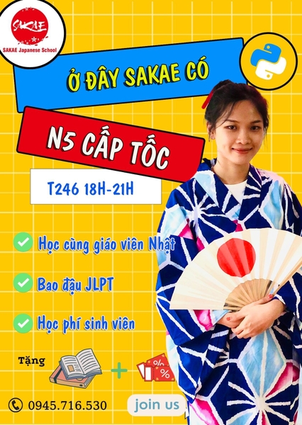 TRUNG TÂM TIẾNG NHẬT CẤP TỐC N5 RẺ NHẤT CHO NGƯỜI MỚI BẮT ĐẦU