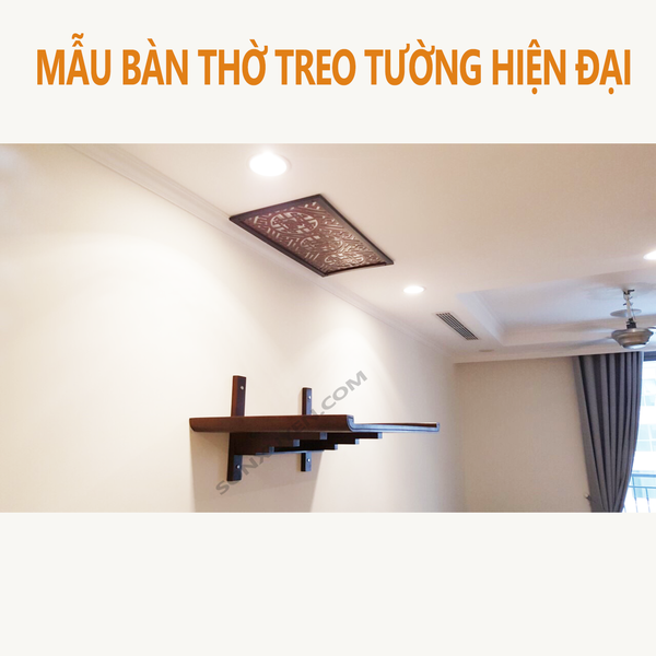 Bàn thờ treo tường hiện đại, gỗ hương, KT 81x48