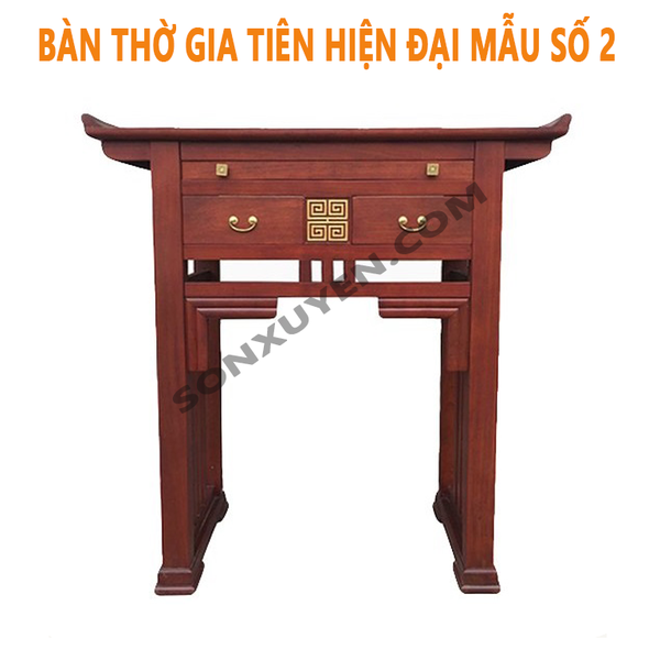 Bàn thờ gỗ hương có chân, đơn giản, hiện đại, mẫu số 2. KT 153x61x127