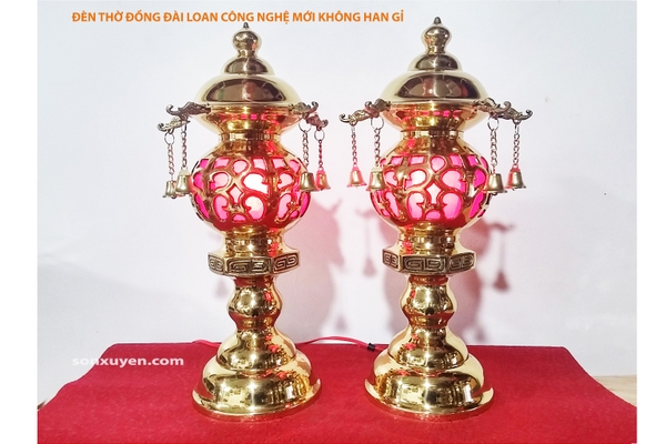 Đèn thờ đồng Đài Loan cao 39cm