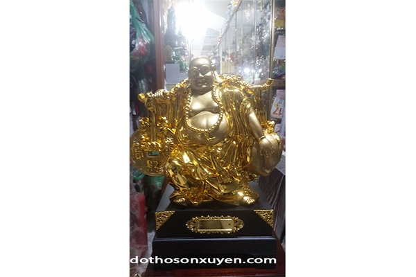 Tượng Phật Di Lặc mạ vàng cao 60 cm rộng 45 cm
