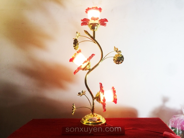 Đèn thờ Led Hoa Sen 3 bông đại, cao 55 cm, giá 1 đôi, mã số SP173