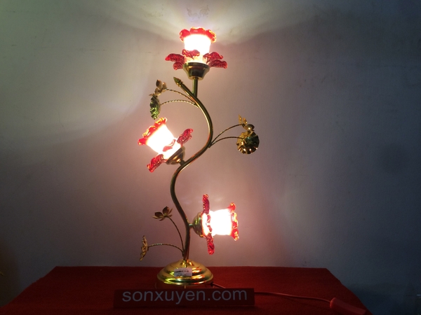Đèn thờ Led Hoa Sen 3 bông đại, cao 55 cm, giá 1 đôi, mã số SP173