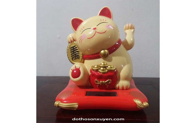 Mèo vẫy lộc phong thủy, chạy điện, chiêu tài, cao 15 cm