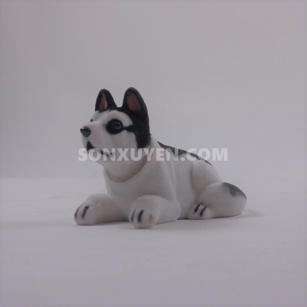 Chó bông màu trắng đen Cao 10 Rộng 17