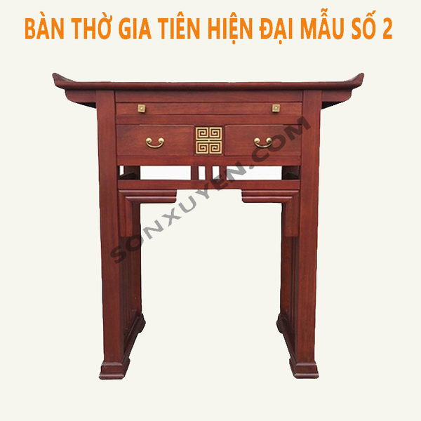 Bàn thờ gỗ hương có chân, đơn giản, hiện đại , mẫu số 2. KT 127x61x127