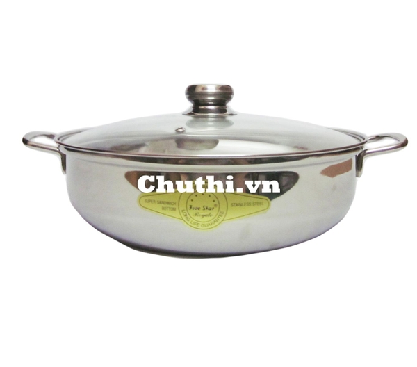 Nồi lẩu Inox  Five Star 30cm nắp  kính