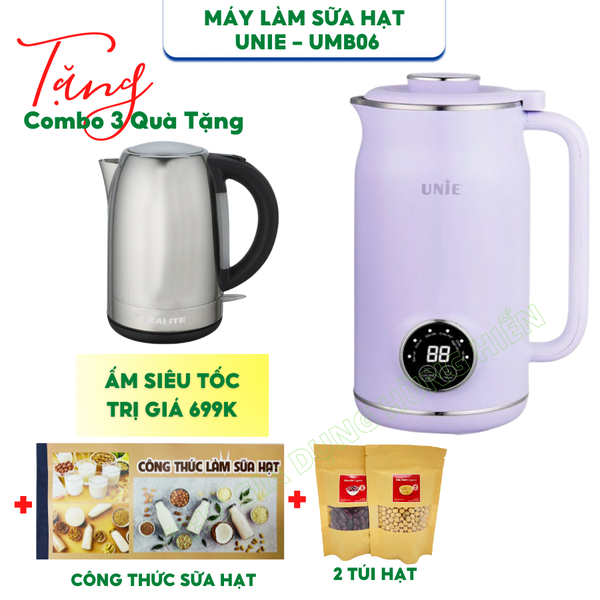 Máy làm sữa hạt đa năng UNIE UMB06 - 6 tính năng xay nấu đa dạng,chất liệu inox 304 cao cấp - Hàng chính hãng