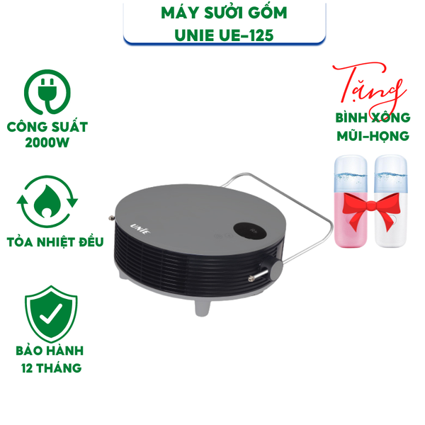 Máy sưởi gốm UNIE UE-125 làm ấm không khí công suất 2000W - Hàng chính hãng