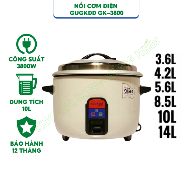 Nồi cơm điện công nghiệp GUGKDD  GK-3800 Dung tích 10L Công suất 3800W, Nấu 7-8kg gạo - Bảo hành 12 tháng