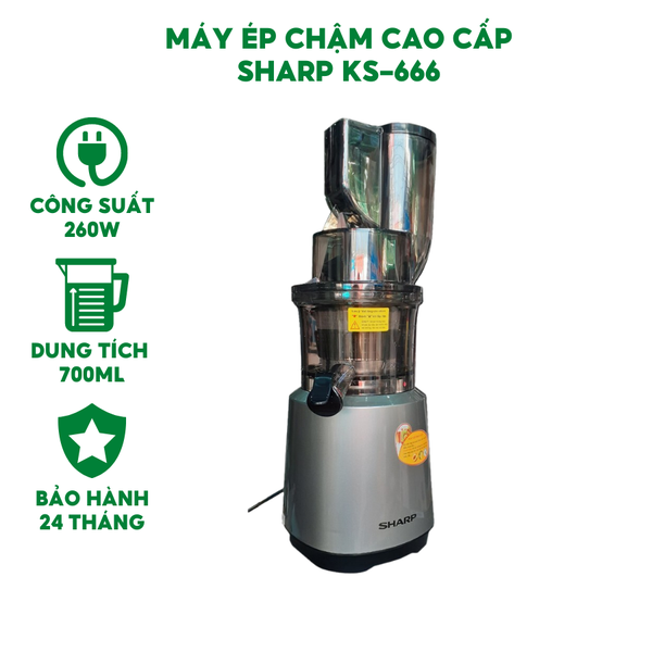 Máy ép chậm cao cấp Sharp KS-666 - Made in Thailand, New 2021