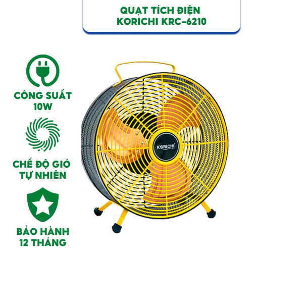 QUẠT TÍCH ĐIỆN KORICHI KRC-6210 - HÀNG CHÍNH HÃNG