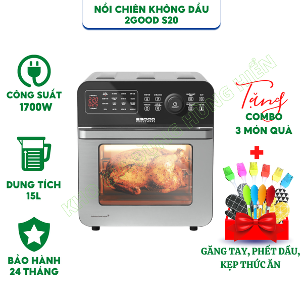 Nồi Chiên Không Dầu 2GOOD Vortex S20 Inox 304 Chống Gỉ Đa Chức Năng Cao Cấp - Hàng Chính Hãng