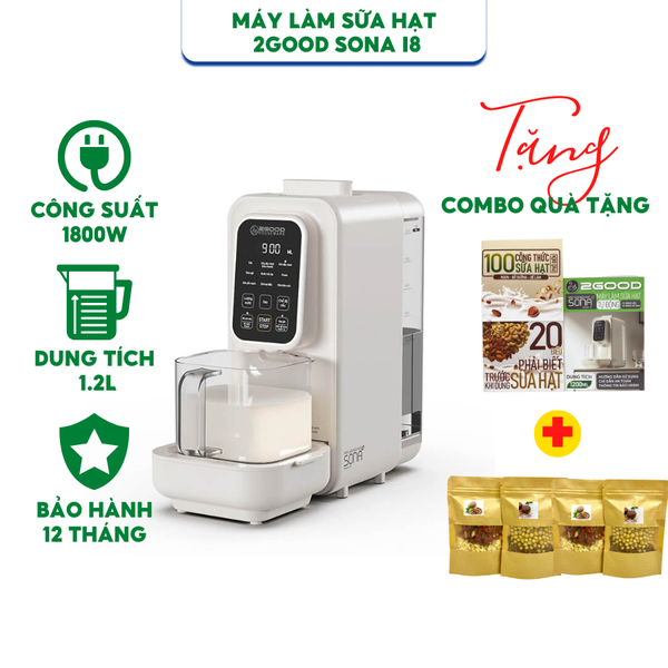 Máy Làm Sữa Hạt 2GOOD SONA i8 1,2 Lít - 9 Chế Độ Nấu Và Vệ SInh Tự Động - Hàng Chính Hãng