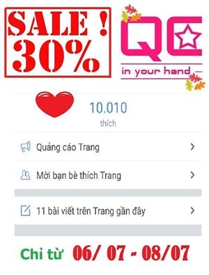 GIẢM 30% CHỈ TRONG 2 NGÀY HƯỞNG ỨNG CHƯƠNG TRÌNH SHOP ĐẠT 10.000 LIKE