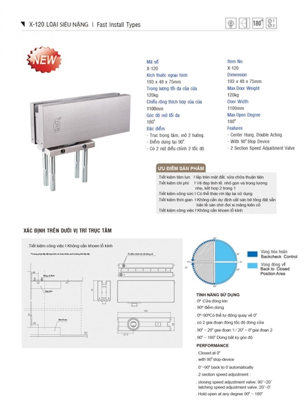 Bản lề sàn GMT X-120