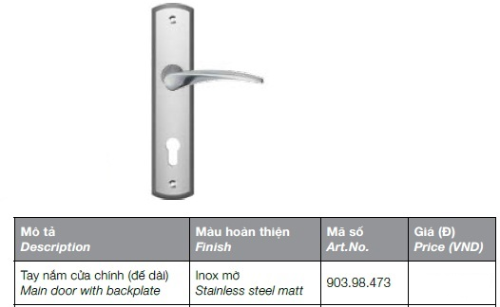 Khóa tay gạt inox 304 Hafele 903.98.473