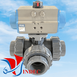 3 Way Plastic PVC Ball Valve Double Acting Pneumatic