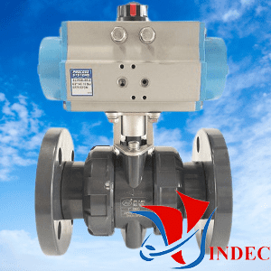 Plastic PVC Ball Valve, Double Acting Pneumatic Actuator Flanged