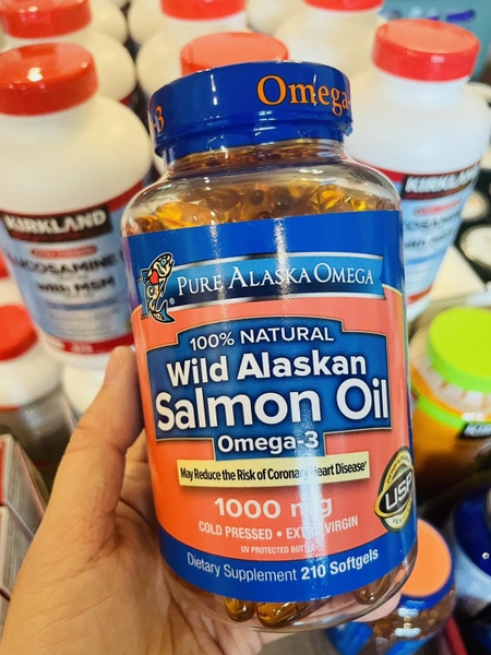 Viên dầu cá hồi Pure Alaska Omega 3 Wild Salmon Oil 1,000MG - loại 210 viên