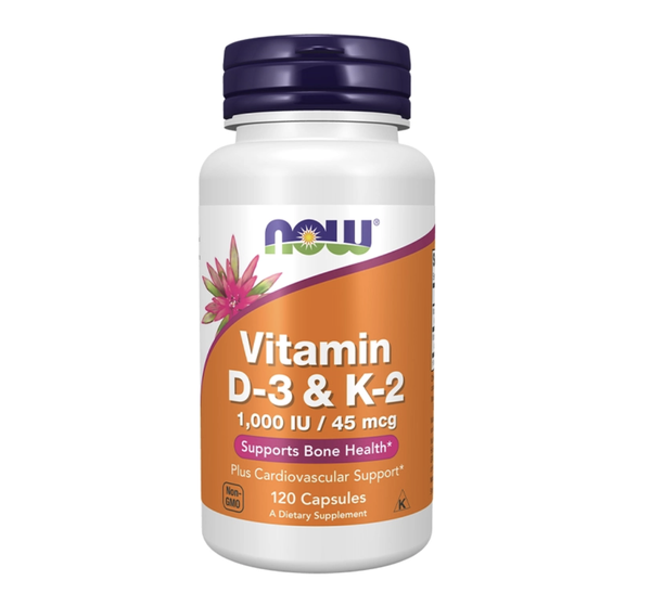 Now Vitamin D-3 & K-2, 1,000 IU / 45 mcg, 120 Veg Capsules