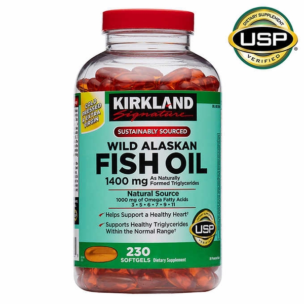 Dầu cá Alaska Kirkland Signature Wild Alaskan Fish Oil 1400mg 230 viên