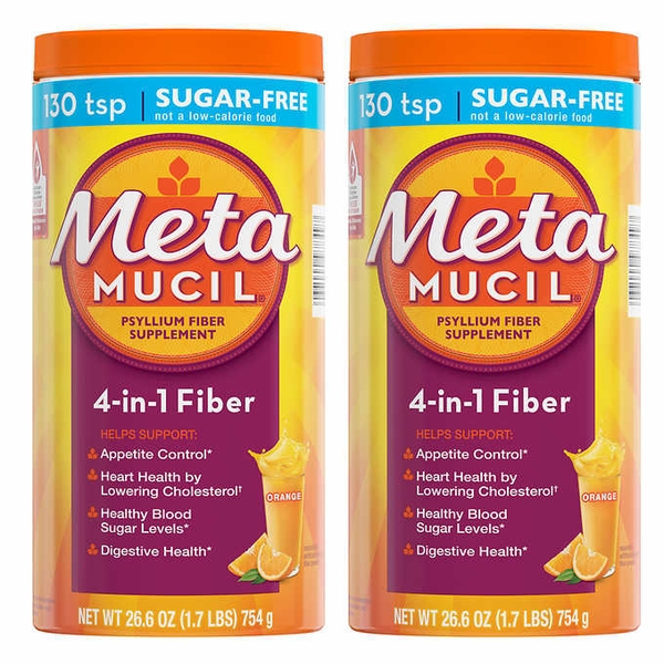 Bột hòa tan bổ sung chất xơ Metamucil Fiber Supplement, Orange Sugar Free, 260 Servings