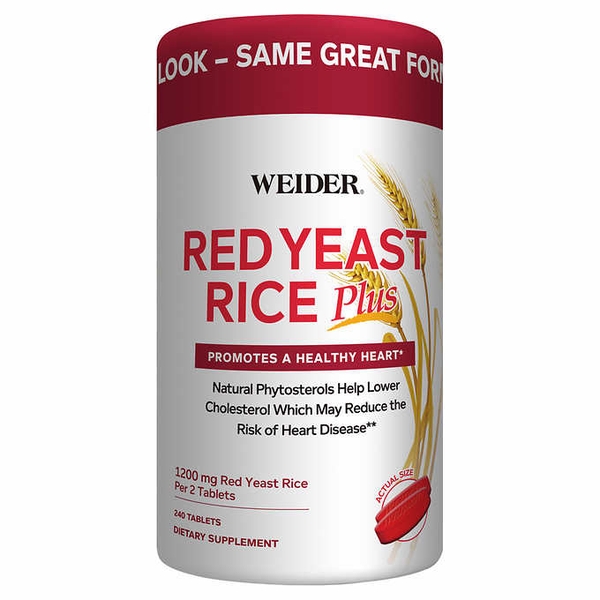 Men gạo đỏ Weider Red Yeast Rice Plus 1200 mg - loại 240 viên.