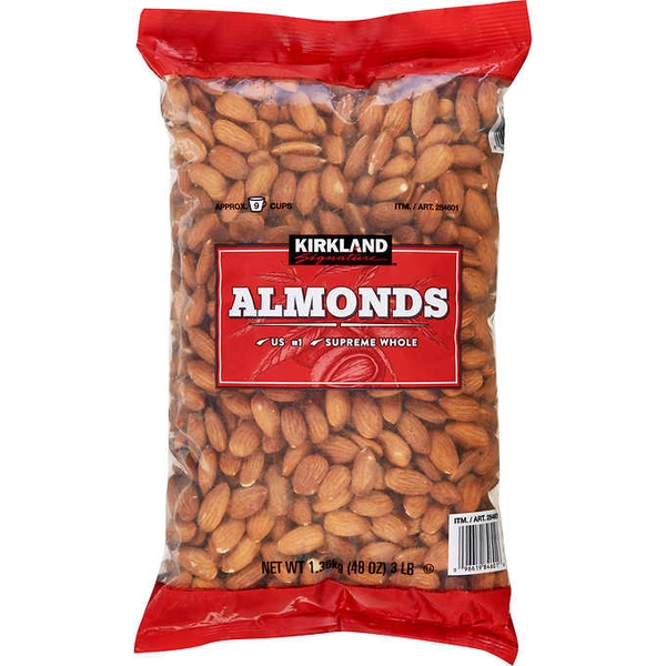 Hạt hạnh nhân Kirkland Almonds không muối - loại 1.36kg