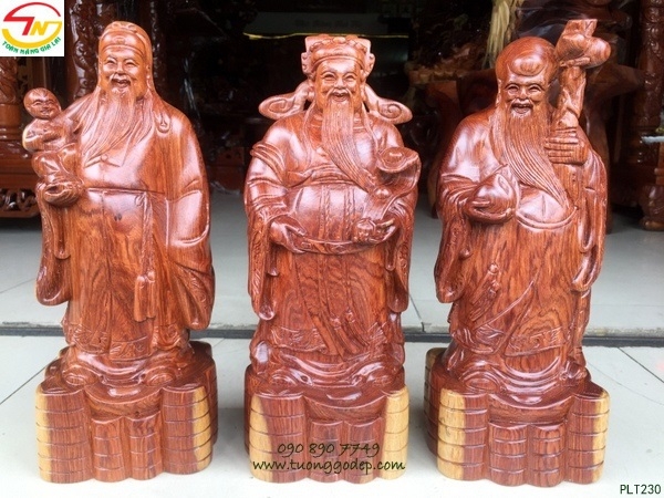 Tượng Phúc Lộc Thọ gỗ hương