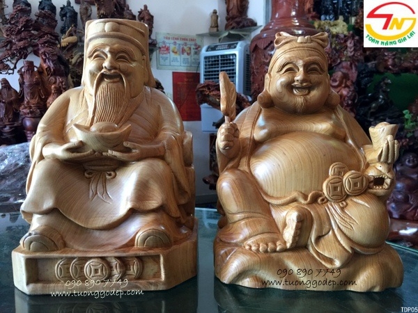 Tượng thần Tài ông Địa bằng gỗ