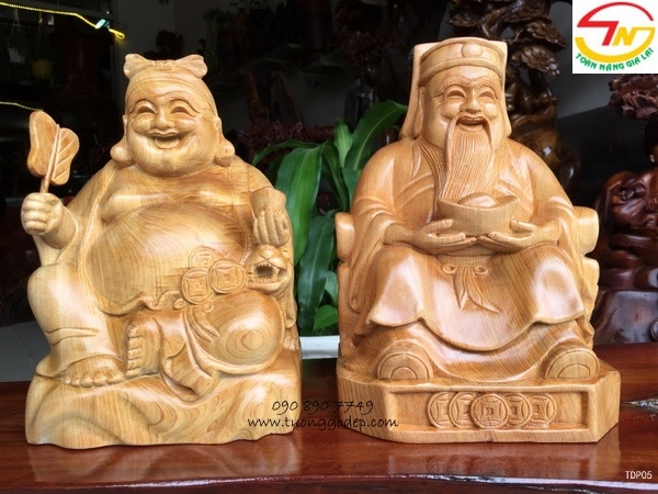 Tượng thần Tài ông Địa bằng gỗ